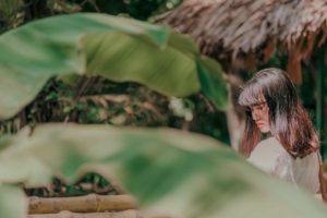 Portrait of a girl in a garden